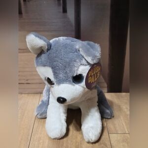 BMI Merchandise Plush Pals Husky Dog Stuffed Animal Toy Red Collar Sparkle Eyes